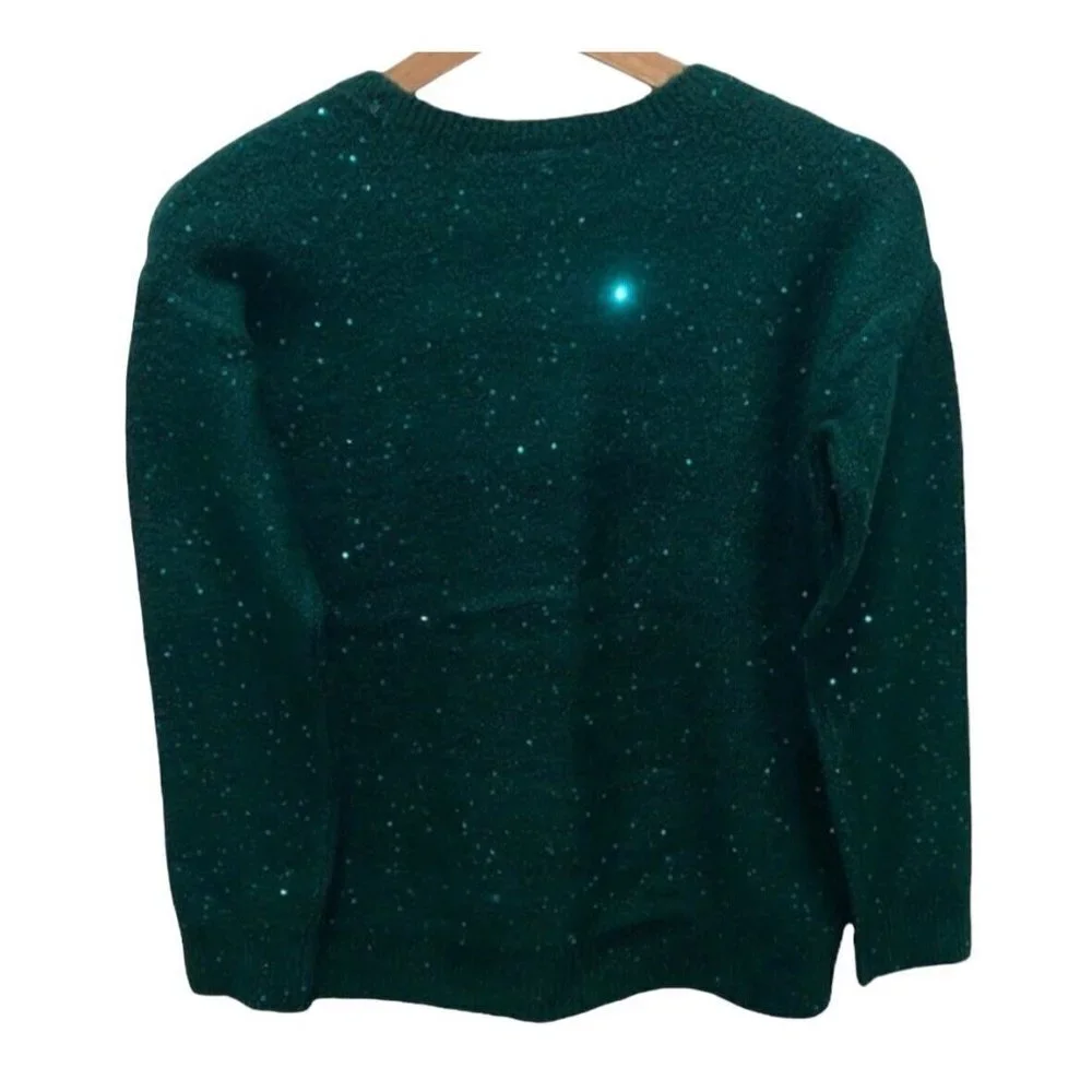 Childrens Place Girls Sequin Sweater‎ Green Spruce sz XS NEW $32